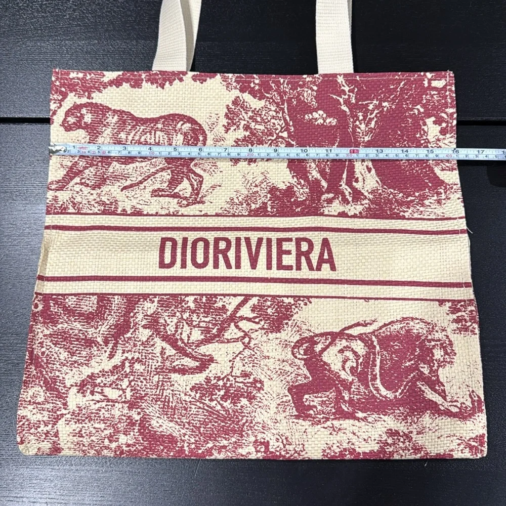 Dior Straw Dioriviera VIP Shoulder Bag Christian Dior Red Toile Print Tote Bag
